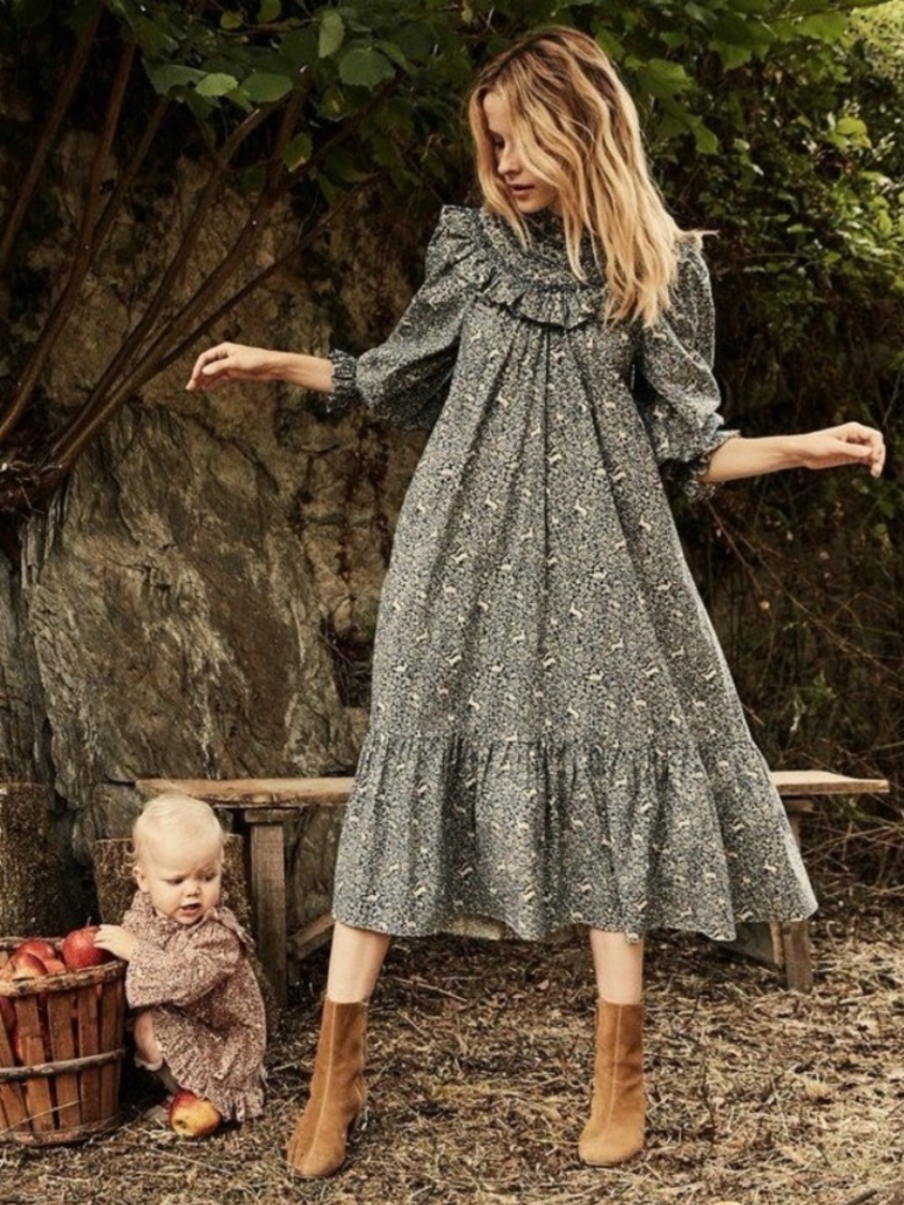 Doen Rosetta Dress XS Navy and White Floral Maxi Dress